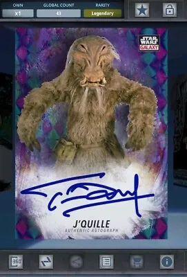 Star Wars Card Trader - Digital Legendary Chrome Galaxy Purple Sig J'Quille 43cc • £8.44