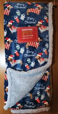 Berkshire Pet Merry Christmas Dachshund Throw New Blue Festive  • $24.99