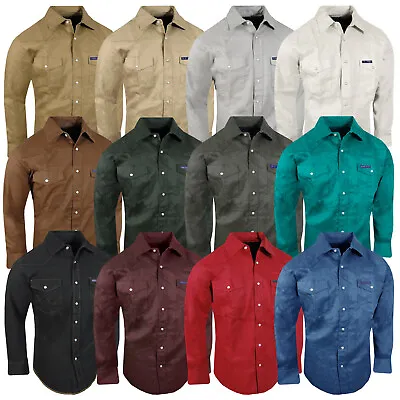 Twill Western Shirt Mens Workwear Cotton Triple Snap Cuffs Embroidered Pockets • $22.95