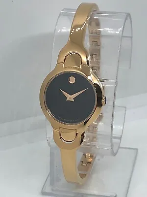 MINT Movado Museum Womens Rose Gold Tone BANGLE Band Black Dial 24mm Watch • $250