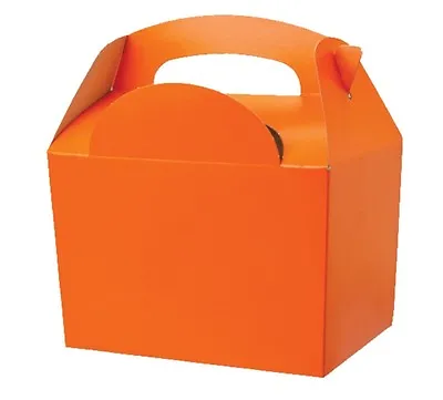 Childrens Orange Gift Boxes ~ Birthday Party Snack Lunch Meal Food Bag Box  • £3.79