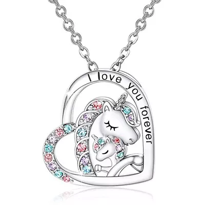 New Unicorn Pendant Necklace Chain Earring Heart Jewellery Party Girls Kids Gift • £3.73