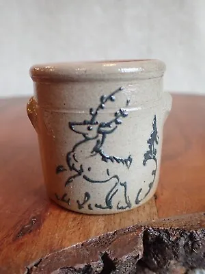 Miniature Wisconsin Pottery Stoneware Crock Stag Deer • $24.95