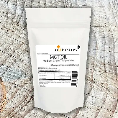 Nutrics® MCT OIL 5000mcg X 90 Vegan Capsules Caprylic Acid Caprice Acid • £9.99