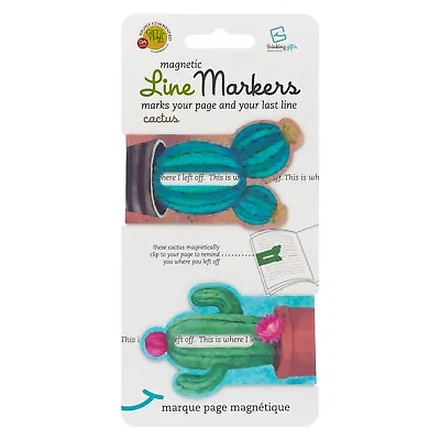 Linemarkers Set Of 2 Magnetic Bookmarks /Page Marker - Cactus • £2.99