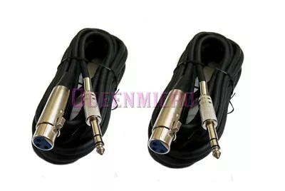 2 Pack 15Ft XLR 3Pin Female To 1/4  Stereo TRS Plug Mic Cord Microphone Cable V2 • $16.95