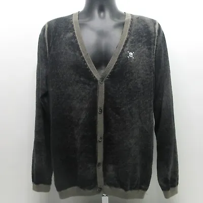 GUESS Black Embarcadero Cardigan Shirt Men’s Size Medium Cross Bone Skull • $28.01