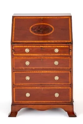 Regency Revival Bureau Ladies Desk Mahogany Inlay 1890 • $1750