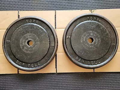 (2) York Barbell Vintage 25 Pound Standard Weight Plates • $100