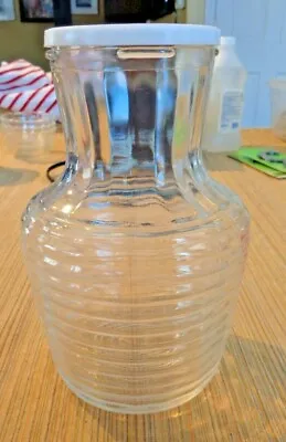 Vintage Ringed Clear Glass Jar Canister Refrigerator Water Decanter Juice  • $7.84