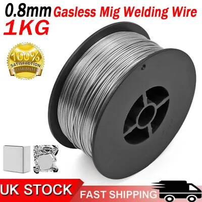 2PC Gasless Mig Wire Mild Welding Welder Reel Flux Cored No Gas 0.8mm 1KG Weight • £8.80