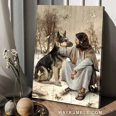 Vintage Artwork Lovely German Shepherd The Passion Of Jesus - Jesus Portrai... • $15.42