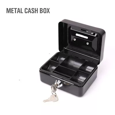 Locking Steel Cash Lock Box With Keys Security Money Tray Double Layer Small • $11.39