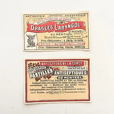 Laryngol Pharmacy Drugstore Bottle Label Cocaine Menthol Product Advertising Vtg • $19.99