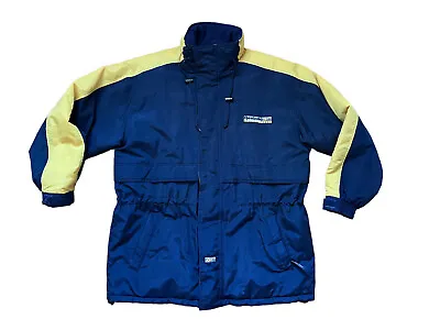 Men's Vintage Coat / Jacket - Reebok - Football Managers XL Navy Blue & Yellow • £29