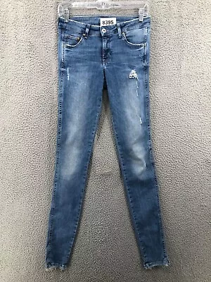 & Denim By H&M Super Skinny Jeans Low Waist Distressed Womens 28/32 Stretch 8395 • $21.95