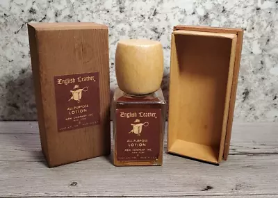 Vintage Rare ENGLISH LEATHER All-Purpose Lotion 4 Oz Wooden Box MEM USA • $44