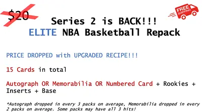 $15 • Buy NBA Repack 15 Cards (Auto/Jersey/Numbered+RCs+Inserts+Base) LeBron Kobe Inc!