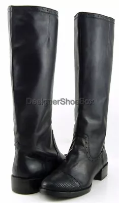 $280 MAXSTUDIO BOLIVIA Black Leather Designer Knee High Boots WORN ONCE 7.5 • $44.99