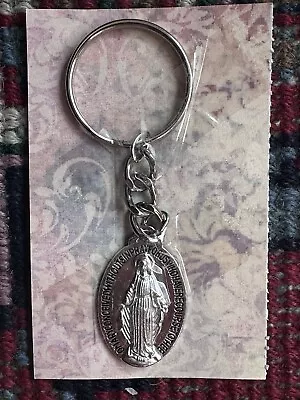 Vintage Virgin Mary Catholic Miraculous Medal Key Chain • $12
