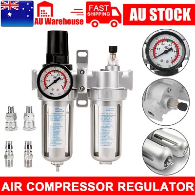 Air Compressor Regulator & Lubricator Combo Water Oil Separator Trap Filter Kit • $33.95