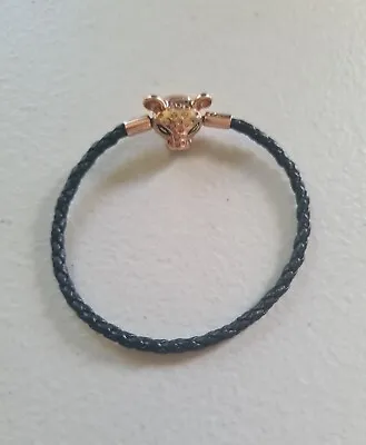 $100 • Buy Pandora Rose Sparkling Lion Princess Woven Leather Bracelet 588053CBK