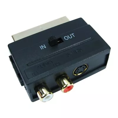 SCART To 2 RCA Phono Audio Video And SVHS 4 Pin AV TV Adapter With Switch Gold • £3.47