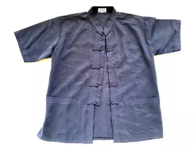 Ta Phan X 100% Silk Traditional Asian Style Men's BLACK Short Sleeve Shirt LARGE • $7