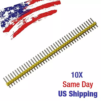 Single Row 40 Pin Header Yellow Straight 2.54mm Breakable US SHIP TODAY! 10PCS • $7.39