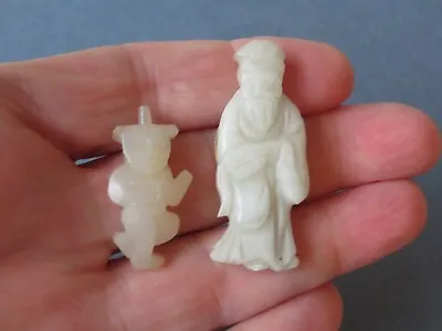 2 Chinese White Jade Small Figures ----- Qing -- 19th Century • £173.48