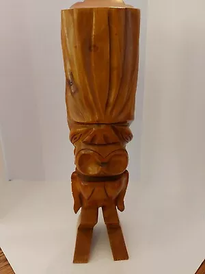 Tiki Large Wood Carving Made In Hawaii Milo Wood Hand Carved 15  Tall • $131.68