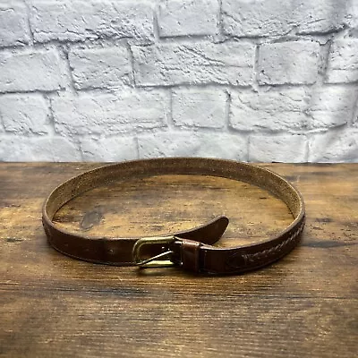 Vintage Men's Brown Leather Belt Size 36 Cowboy Arrow Design  • $14.99