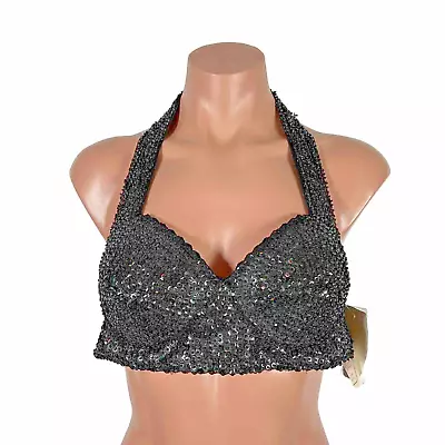 Glitzy Black Sequin Bra By Fredrick's Of Hollywood VTG 90s NWT Size S Crop Top • $60