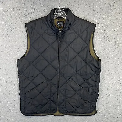 J Crew Puffer Vest Mens Small Black Quilted Sleeveless Outdoors Full Zip • $26.51