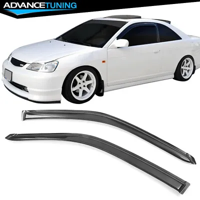 Fits 01-05 Honda Civic Coupe Smoke Tinted Acrylic Window Visors Rain Sun Guard • $26.98