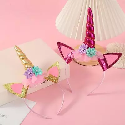 Girl Unicorn Headband Cat Ear Band Sequins Horn Xmas Party Gifts Christmas NEW • $15.16