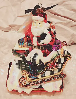 Mackenzie Childs Santa Bringing Gifts Glass Ornament RETIRED / HTF • $140