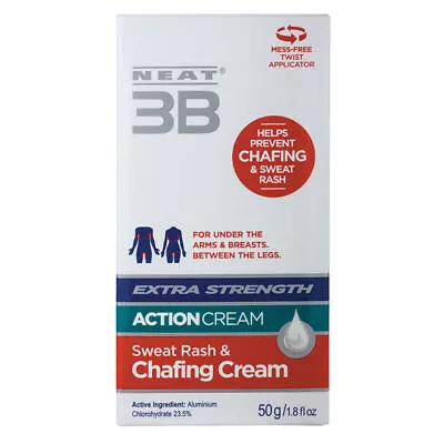 Neat 3B Action Cream Extra Strength Sweat Rash & Chafing Cream 50g • $22.62