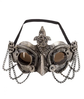 £22.99 • Buy Steampunk Masquerade Mask Silver Halloween Fancy Dress Cyborg Chains Goggle Bird