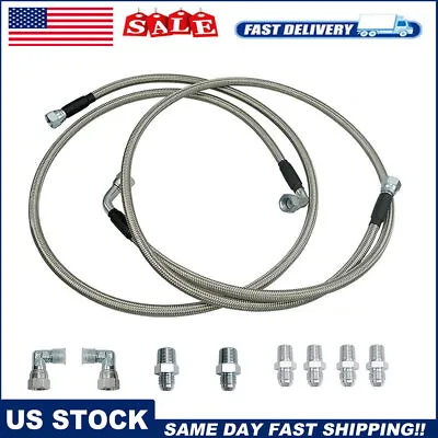 SS Braided Transmission Cooler Hose Lines Fittings TH350/700R4/TH400 52  Length • $30.55