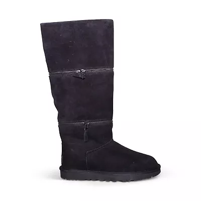 Ugg Classic Ultra Tall Black Suede Zipper Shearling Women's Boots Size Us 11 New • $210.99