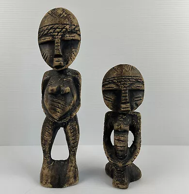 African Pair Couple Wood Carving Statue Art Sculpture Fertility Pregnant 30cm • $44