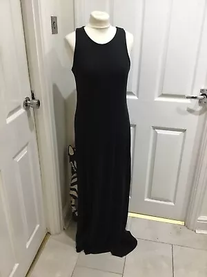 Me + Em L Black Jersey Stretch Sleeveless Racer Back Maxi Dress • £39.99