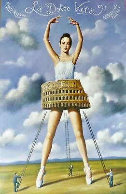 RAFAL OLBINSKI “La Dolce Vita” Poster Offset Lithograph 24″ By 37″ Polish Artist • $59.50