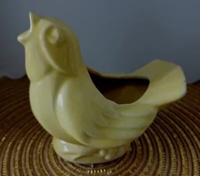 Vintage McCoy Pottery 1940s  Yellow 5  Tall Singing Song Bird Planter Unmarked • $41.99