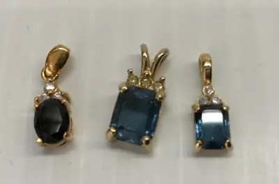 Vintage Jewelry Lot Of 3 Pendants Gold Tone Faux Gemstones • $24.99