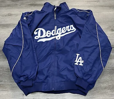 Los Angeles Dodgers MLB Authentic Majestic Fleece Lined Blue Dugout Jacket 4XL • $199.99