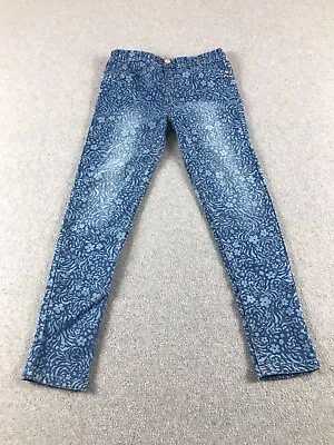 Vince Camuto Skinny Ankle Pants Youth Girls Size 12 Blue Floral Abstract Stretch • $10.50