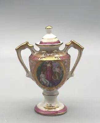 Vintage Occupied Japan Ladies Pink&Gold Gilt Porcelain Miniature Covered Urn • $42.99