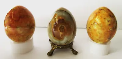 3 Vintage Alabaster Marble Eggs Spring/Easter Decor Tan/Brown/Gold • $14